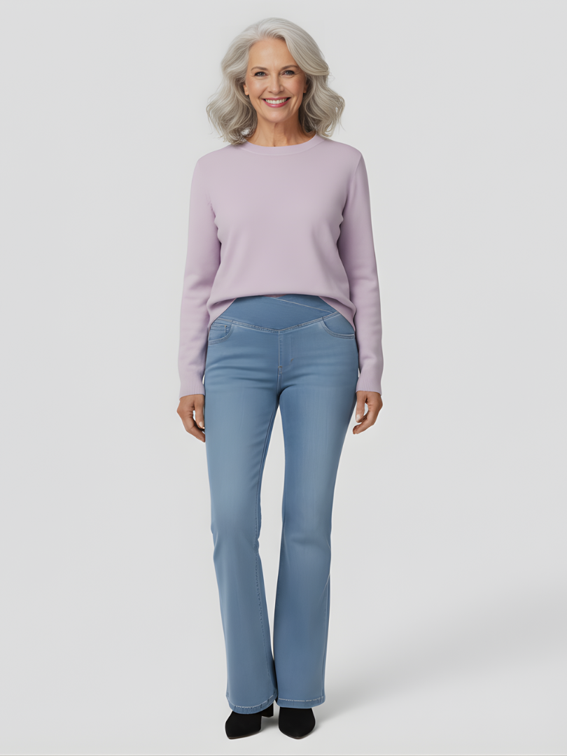 ElsaShape Hoge Taille Jeans met Crossover Band - Gewassen Look