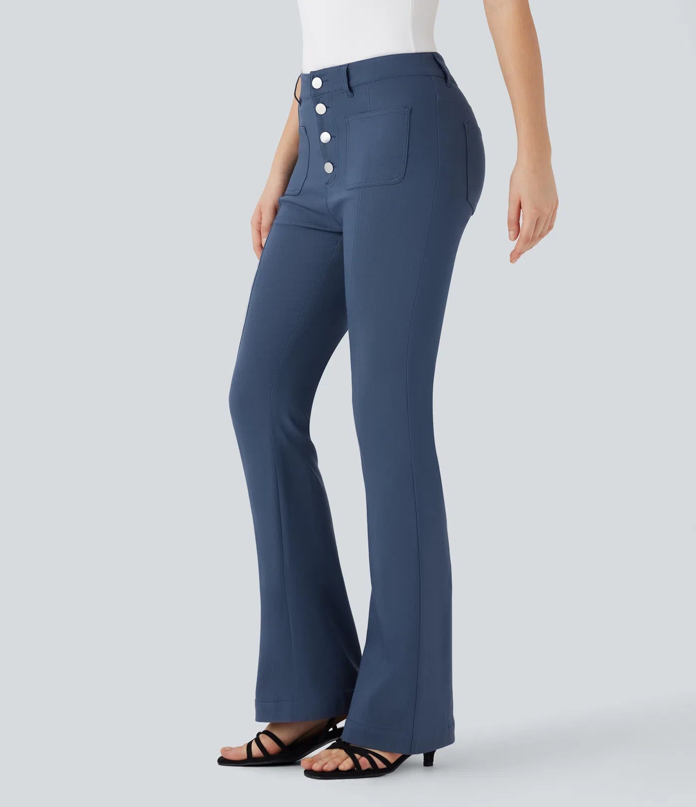 ElsaShape Mid-Rise Flared Broek met Meerdere Zakken