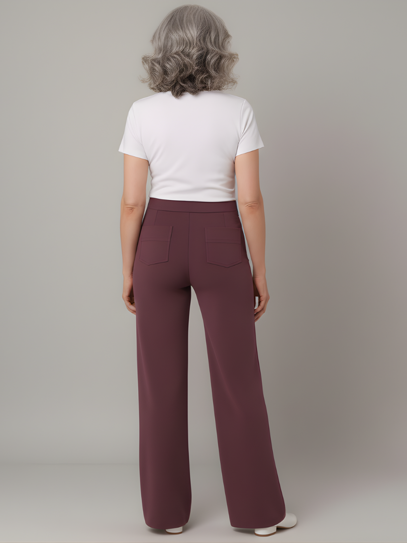 ElsaShape Hoge Taille Rechte Broek met Zakken – Rekbaar en Comfortabele Pasvorm