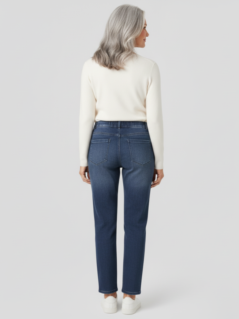 ElsaShape Hoge Taille Jeans met Rechte Pijpen en Zakken – Comfortabele Gewassen Look