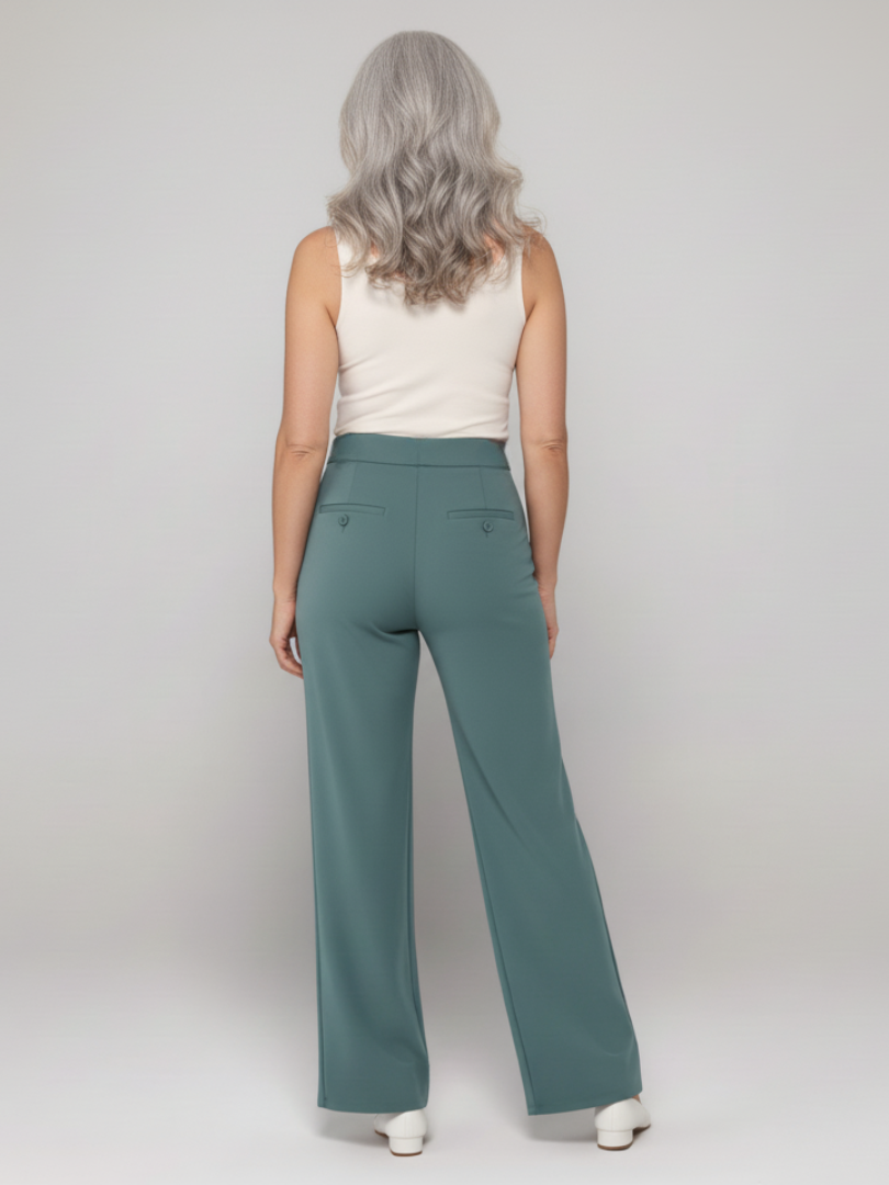 ElsaShape Hoge Taille Rechte Broek met Zakken – Rekbaar en Comfortabele Pasvorm