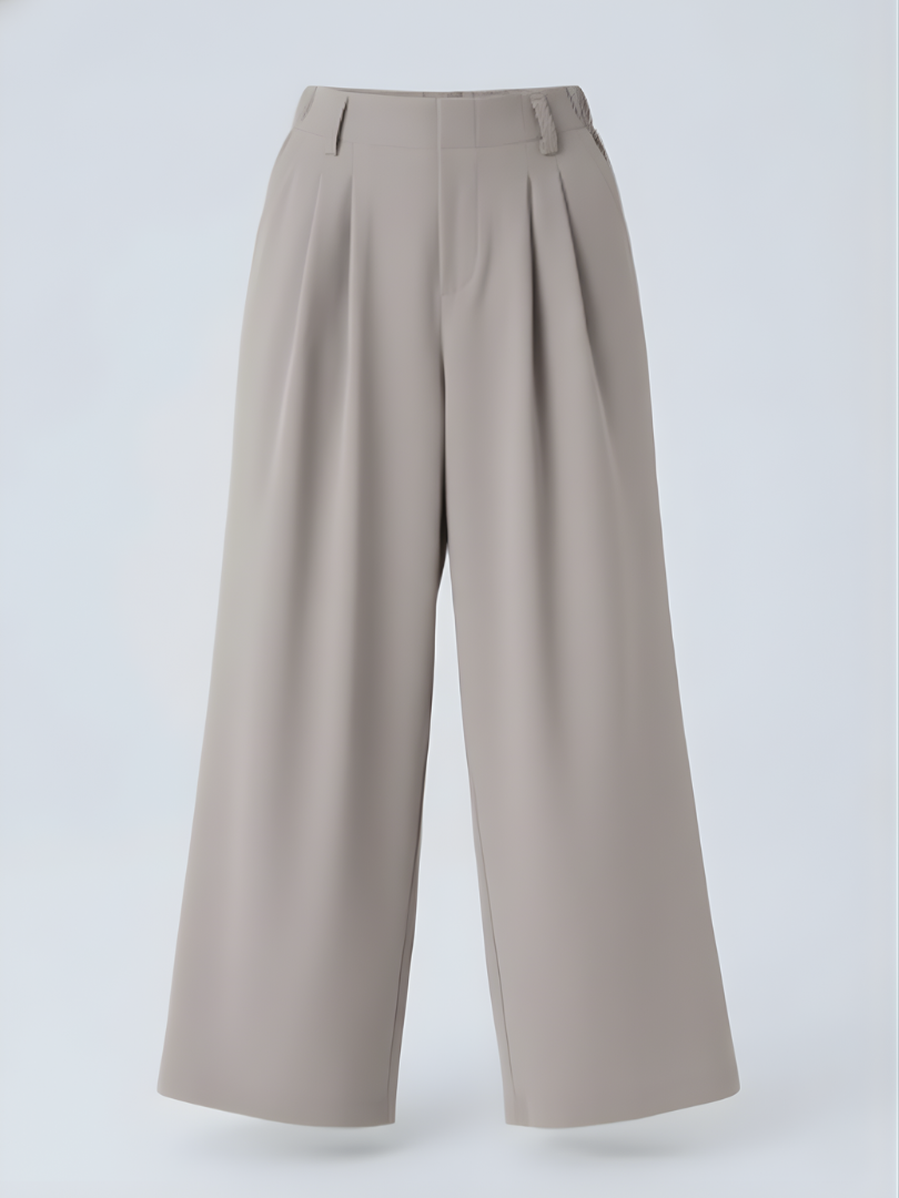 Elsashape Hoge Taille Wijde Broek met Zakken – Comfortabele Waffle-Stof