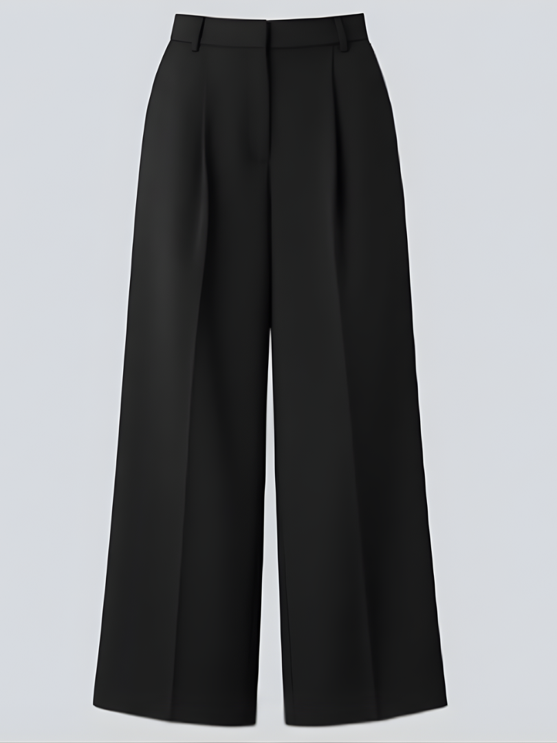 Elsashape Hoge Taille Wijde Broek met Zakken – Comfortabele Waffle-Stof