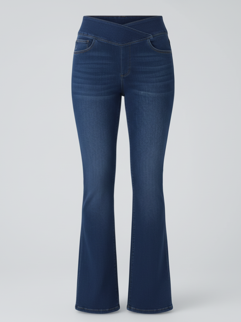ElsaShape Hoge Taille Jeans met Crossover Band - Gewassen Look