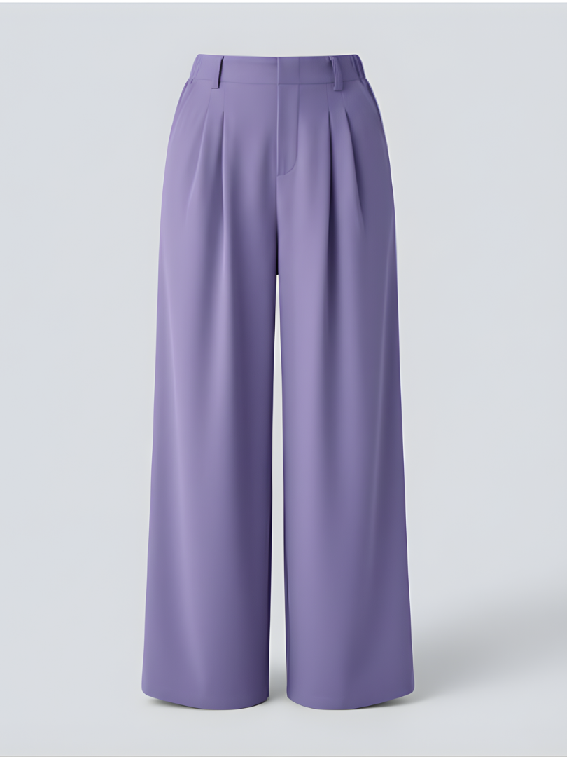 Elsashape Hoge Taille Wijde Broek met Zakken – Comfortabele Waffle-Stof