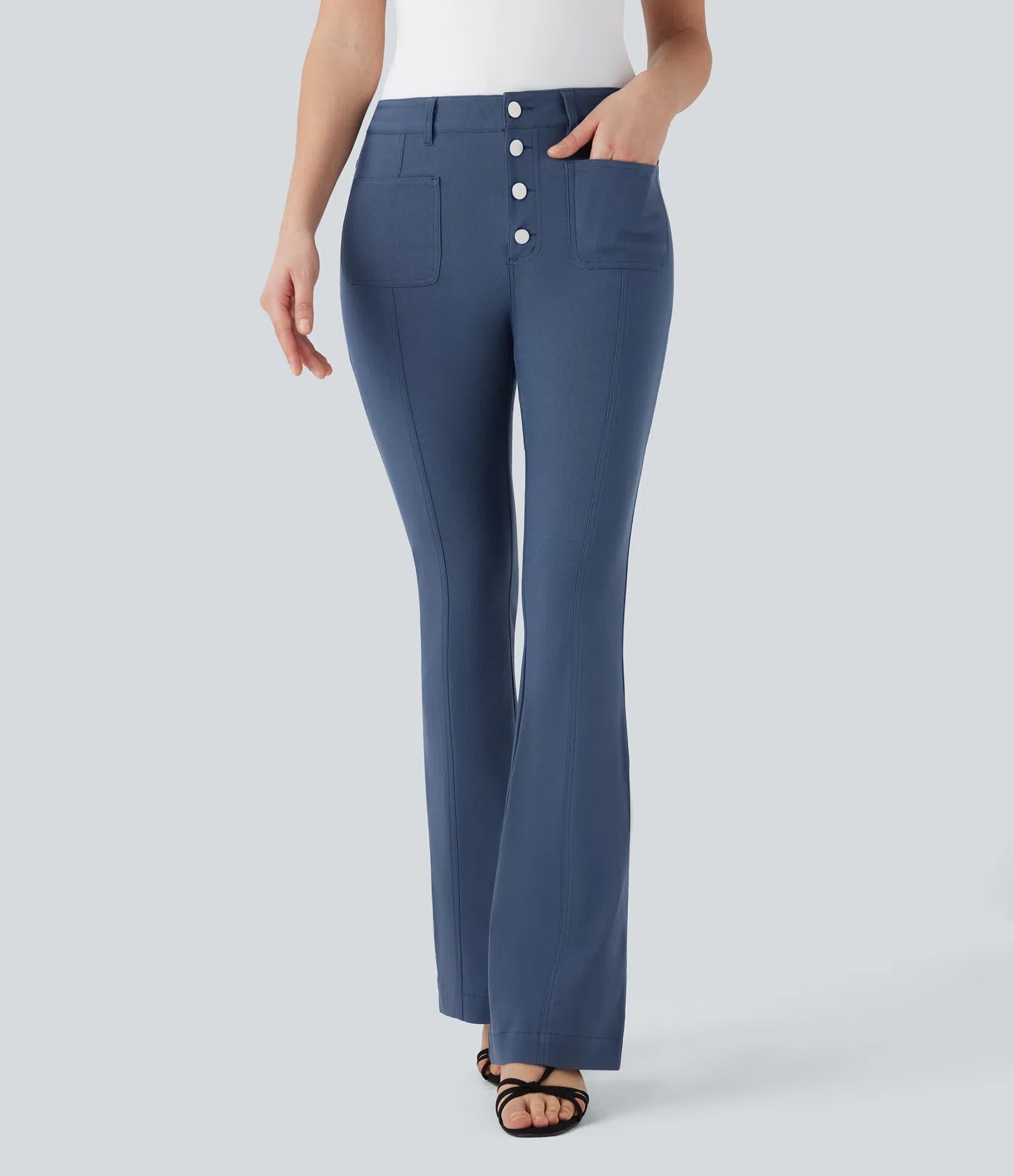 ElsaShape Mid-Rise Flared Broek met Meerdere Zakken
