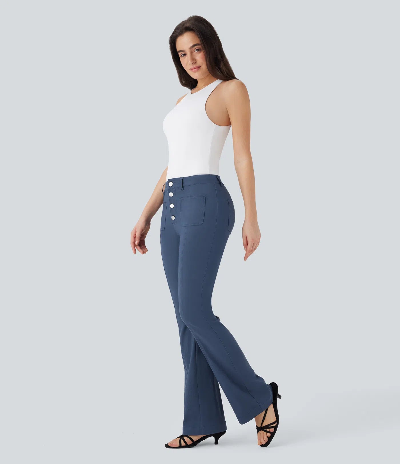 ElsaShape Mid-Rise Flared Broek met Meerdere Zakken