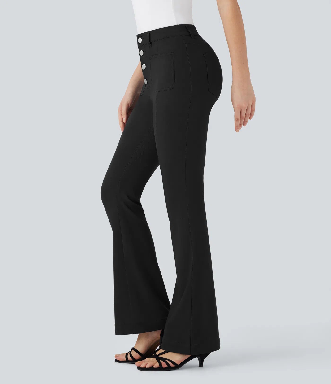 ElsaShape Mid-Rise Flared Broek met Meerdere Zakken