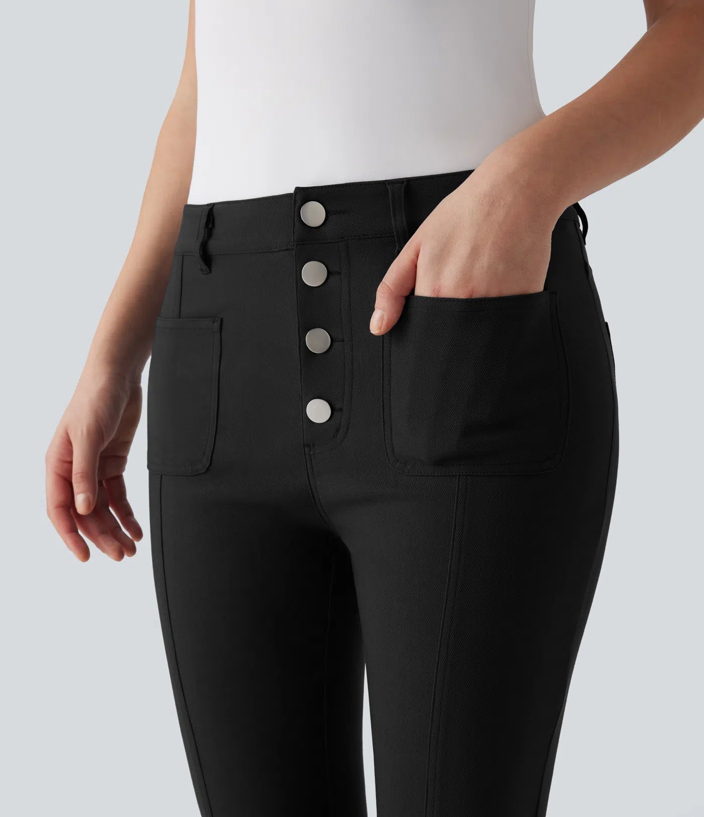 ElsaShape Mid-Rise Flared Broek met Meerdere Zakken
