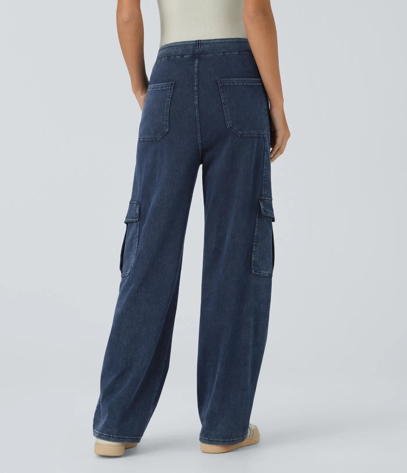 Ella | Elastische cargo broek met hoge taille