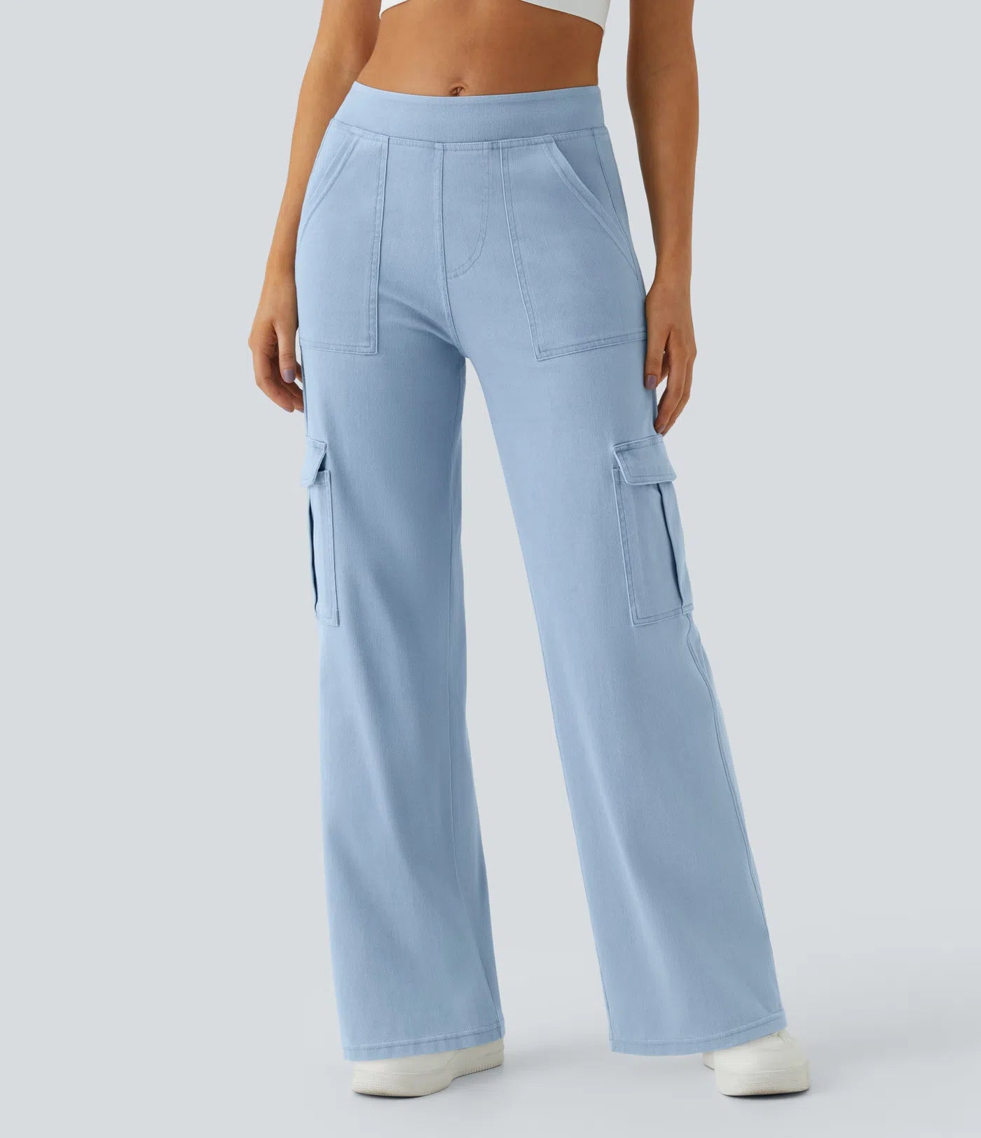 Ella | Elastische cargo broek met hoge taille