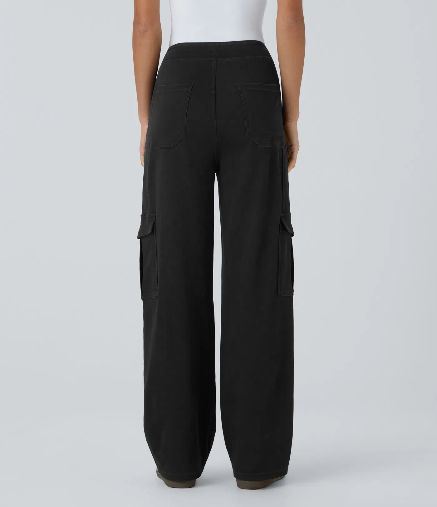 Ella | Elastische cargo broek met hoge taille