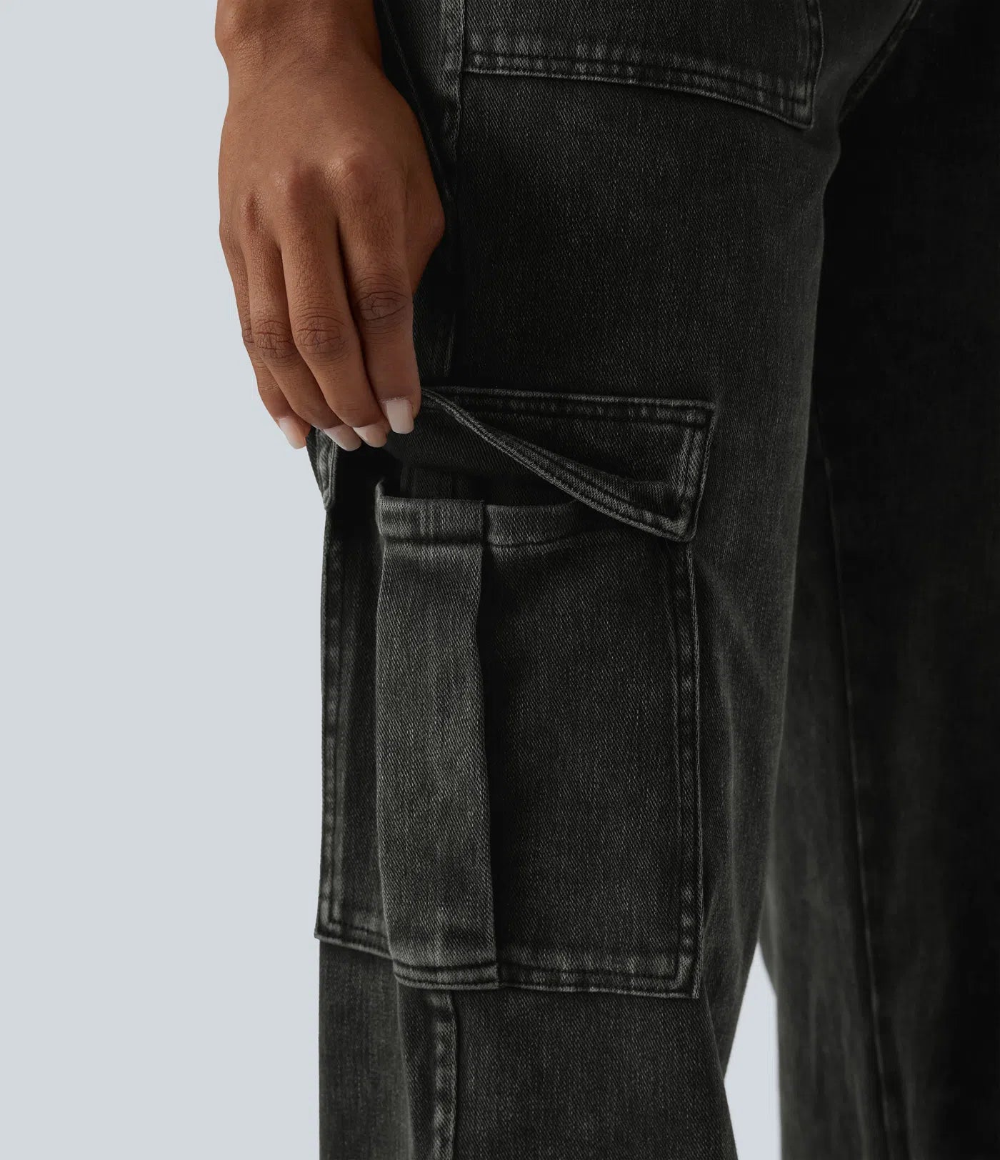 Ella | Elastische cargo broek met hoge taille