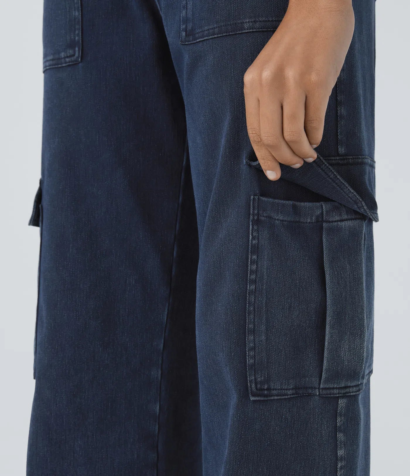 Ella | Elastische cargo broek met hoge taille