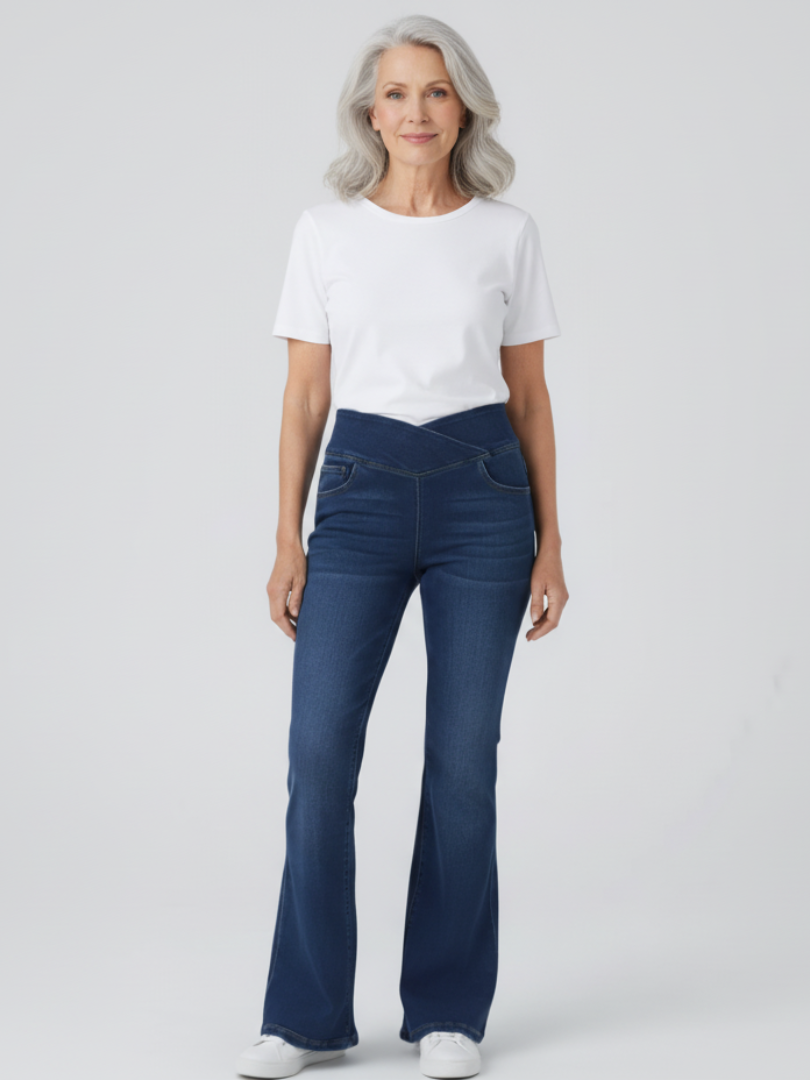 ElsaShape Hoge Taille Jeans met Crossover Band - Gewassen Look