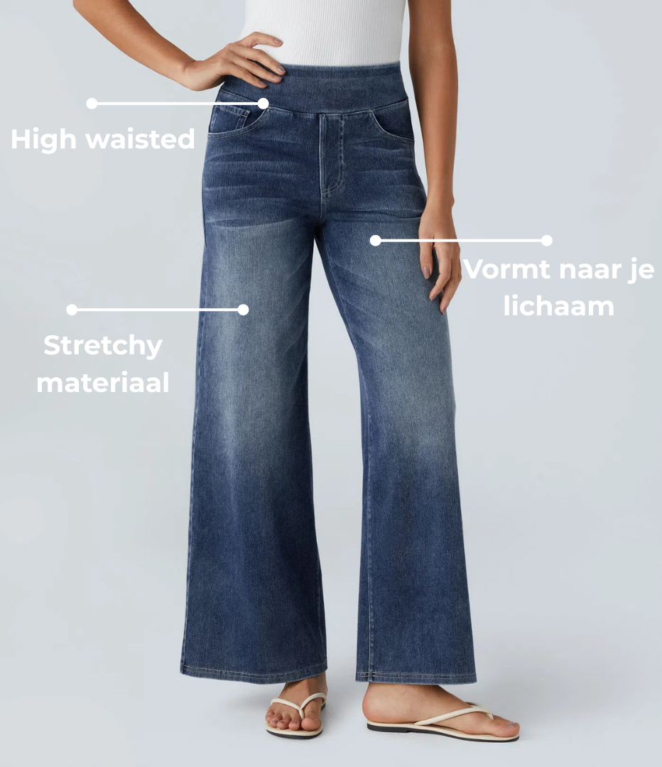Eva | Elastische broek met hoge taille