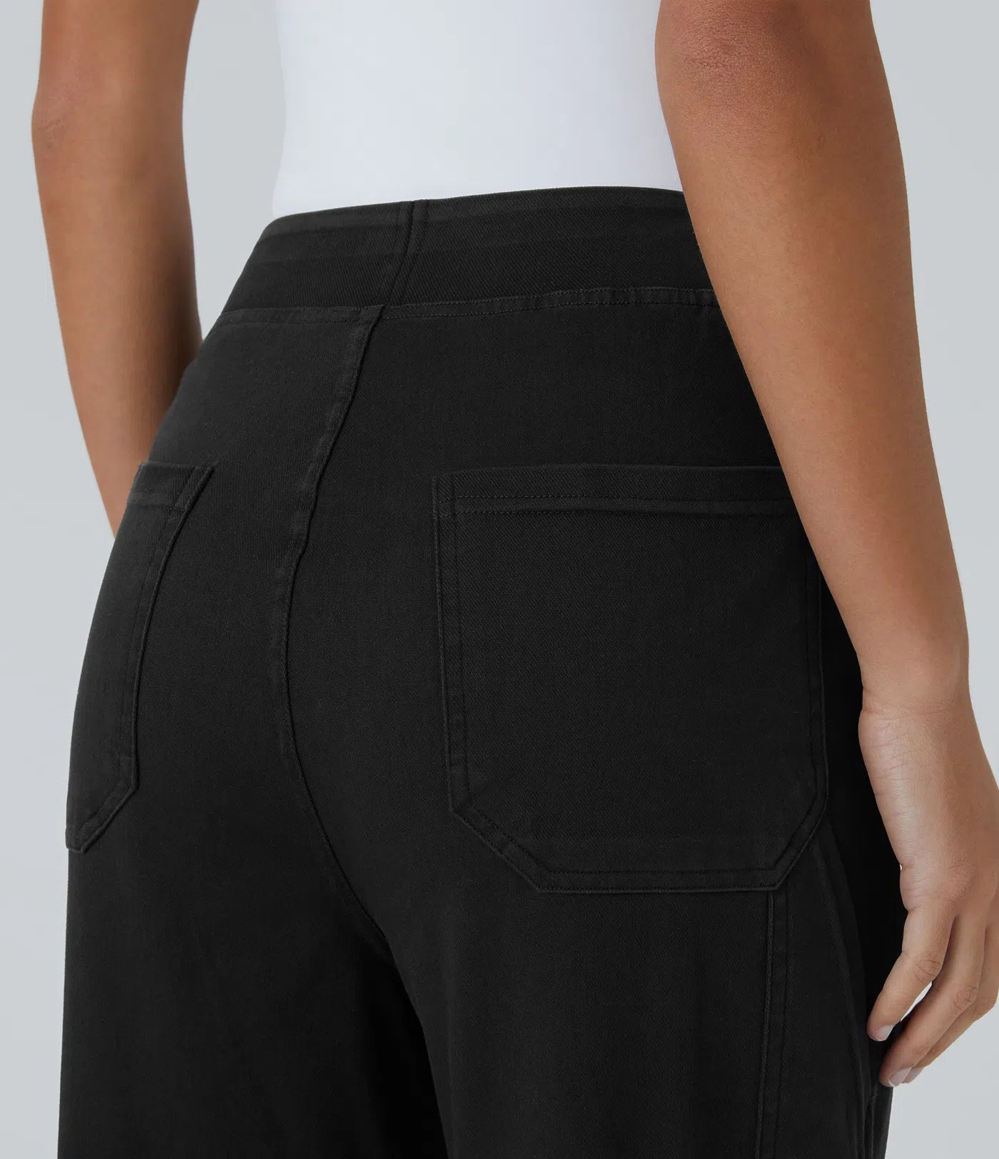 Ella | Elastische cargo broek met hoge taille