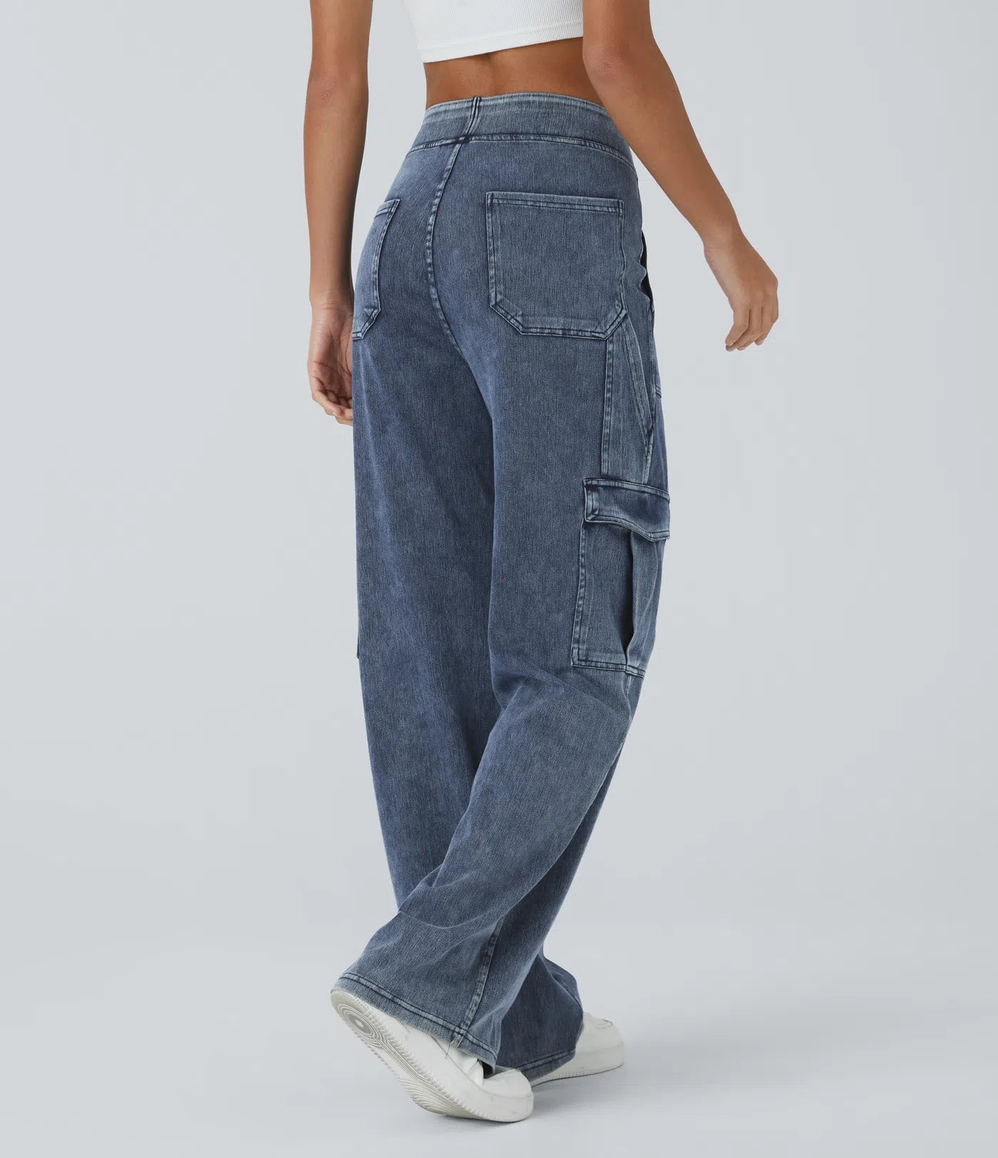 Ella | Elastische cargo broek met hoge taille