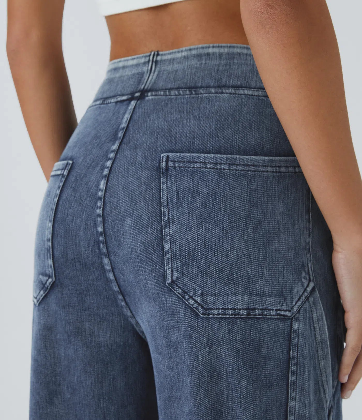 Ella | Elastische cargo broek met hoge taille