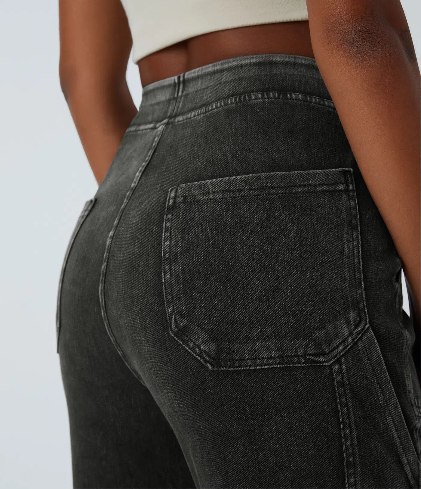 Ella | Elastische cargo broek met hoge taille
