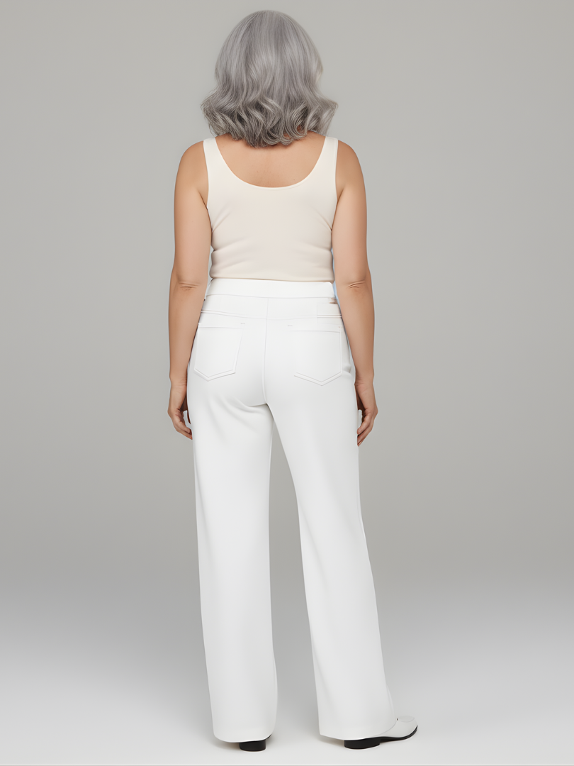 ElsaShape Hoge Taille Rechte Broek met Zakken – Rekbaar en Comfortabele Pasvorm