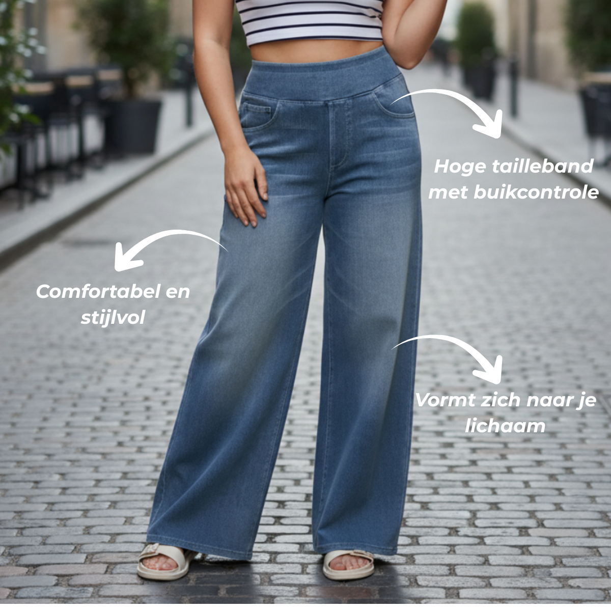 Eva | Elastische broek met hoge taille