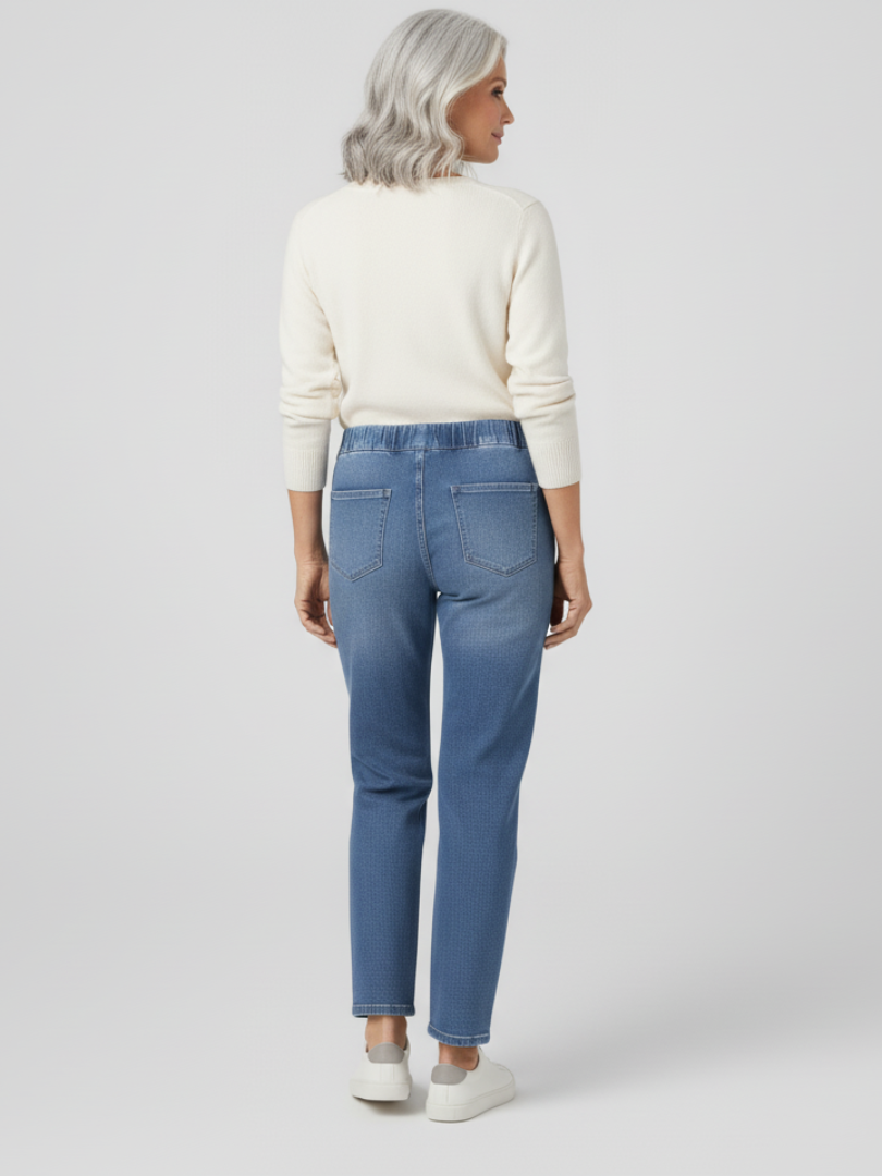 ElsaShape Hoge Taille Jeans met Rechte Pijpen en Zakken – Comfortabele Gewassen Look