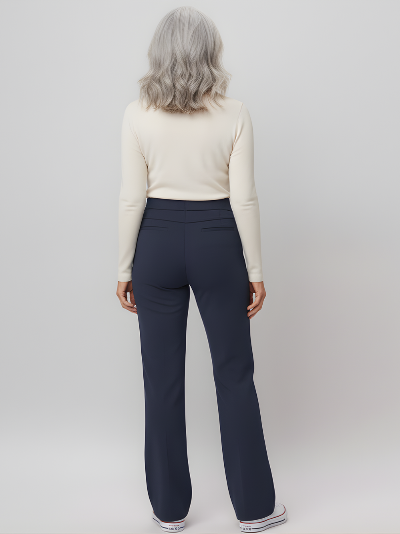ElsaShape Hoge Taille Rechte Broek met Zakken – Rekbaar en Comfortabele Pasvorm
