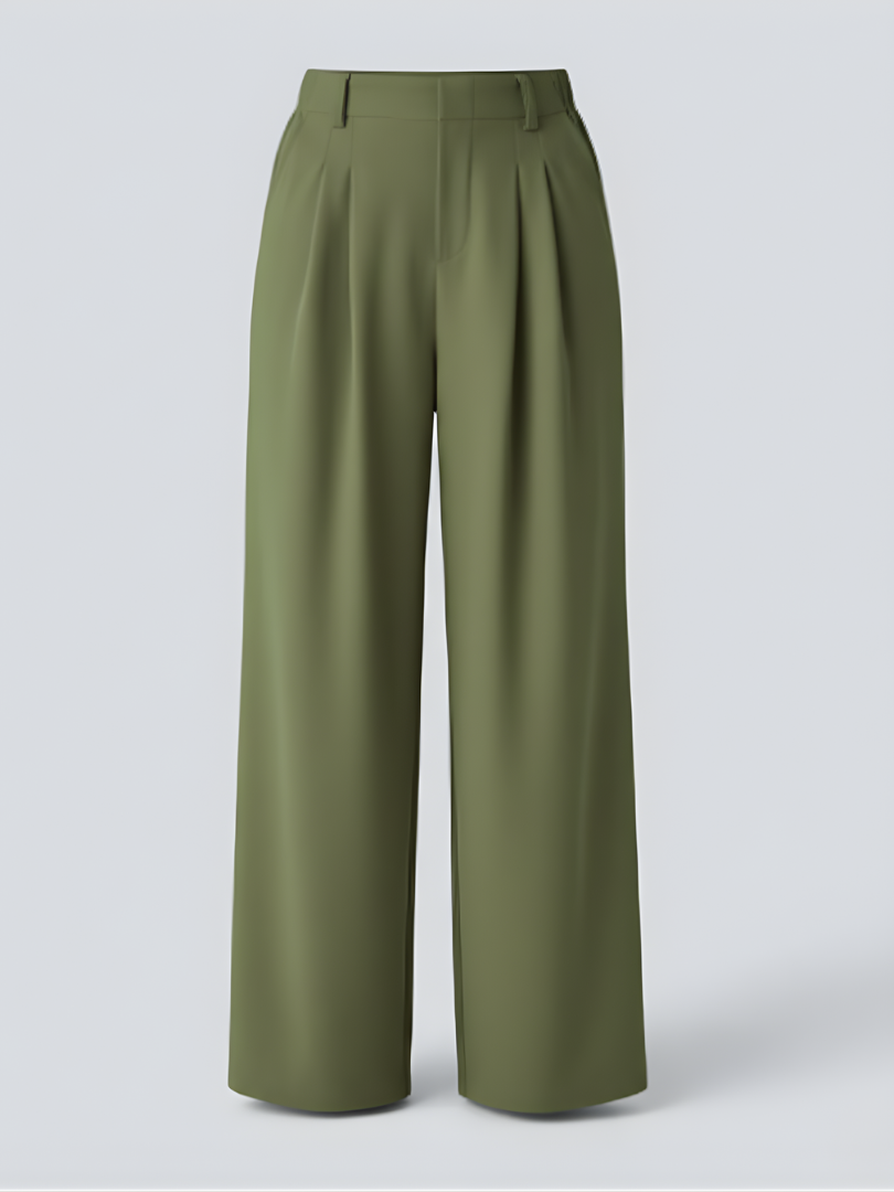 Elsashape Hoge Taille Wijde Broek met Zakken – Comfortabele Waffle-Stof