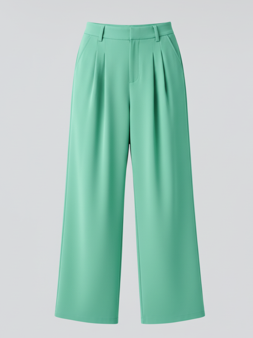 Elsashape Hoge Taille Wijde Broek met Zakken – Comfortabele Waffle-Stof