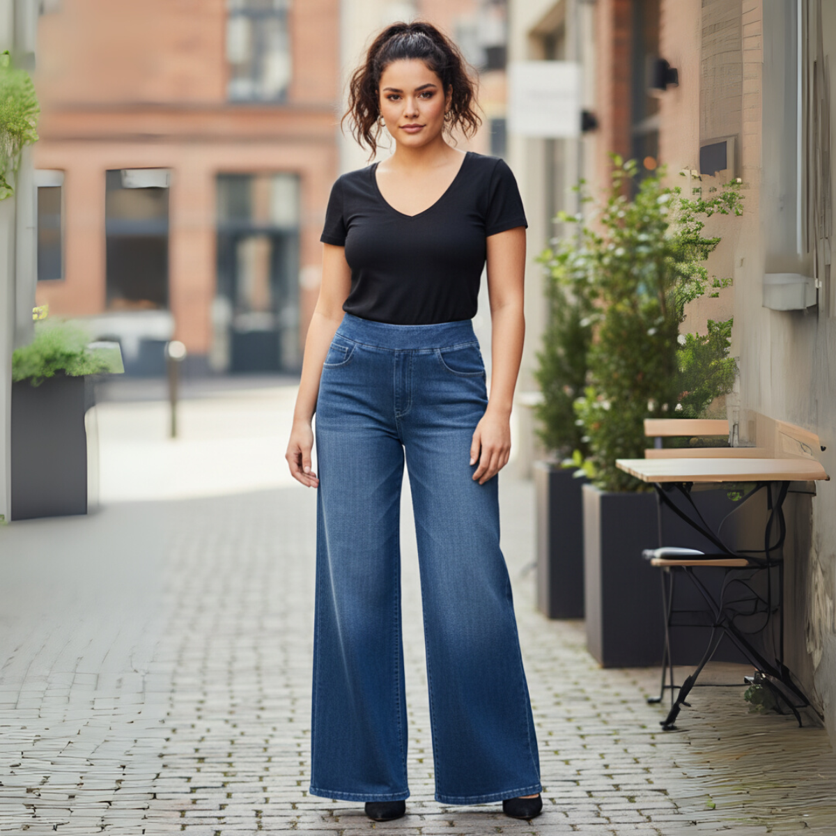 Eva | Elastische broek met hoge taille
