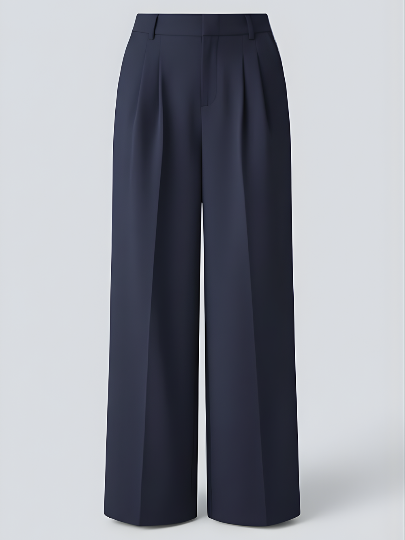 Elsashape Hoge Taille Wijde Broek met Zakken – Comfortabele Waffle-Stof