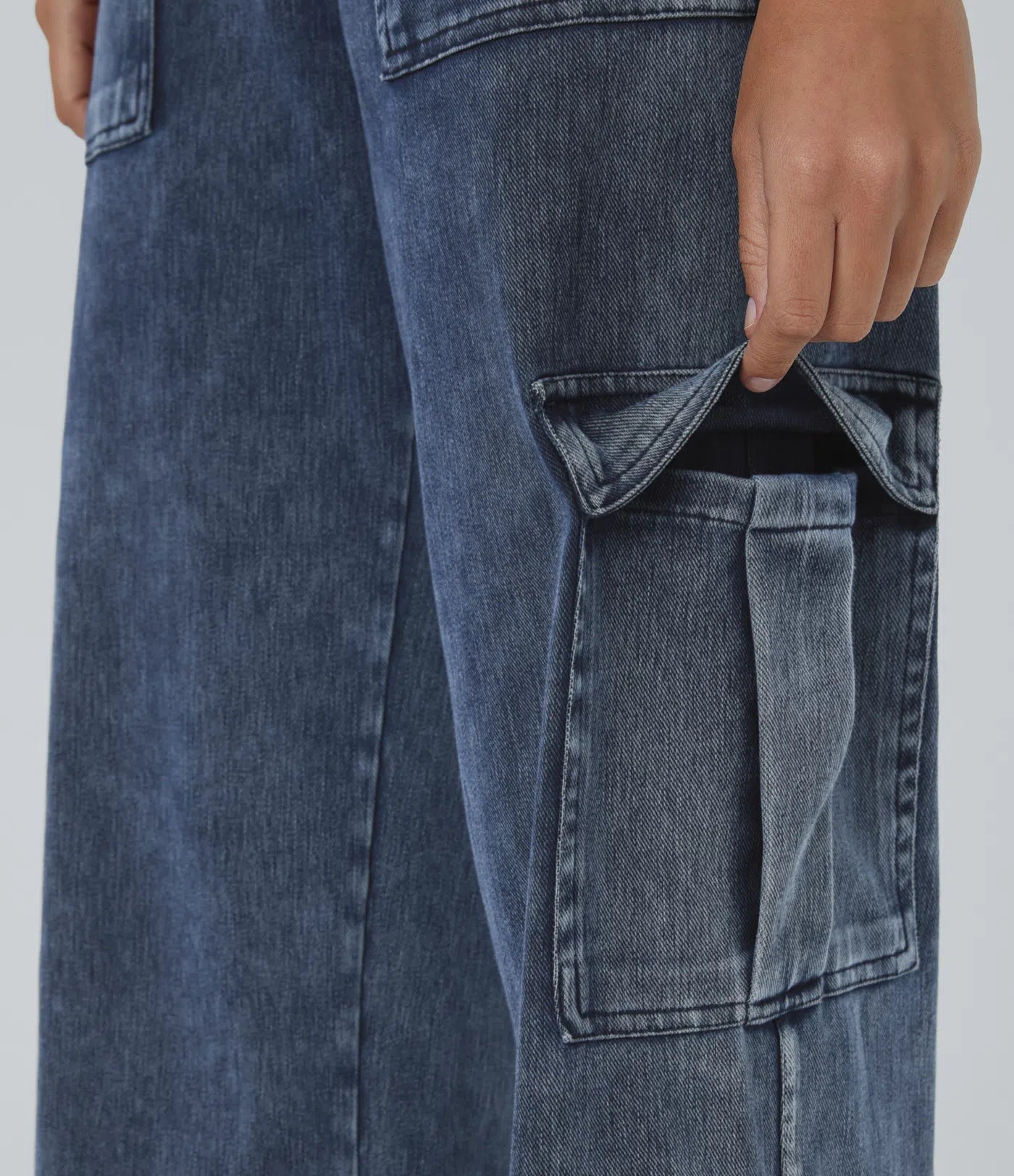 Ella | Elastische cargo broek met hoge taille