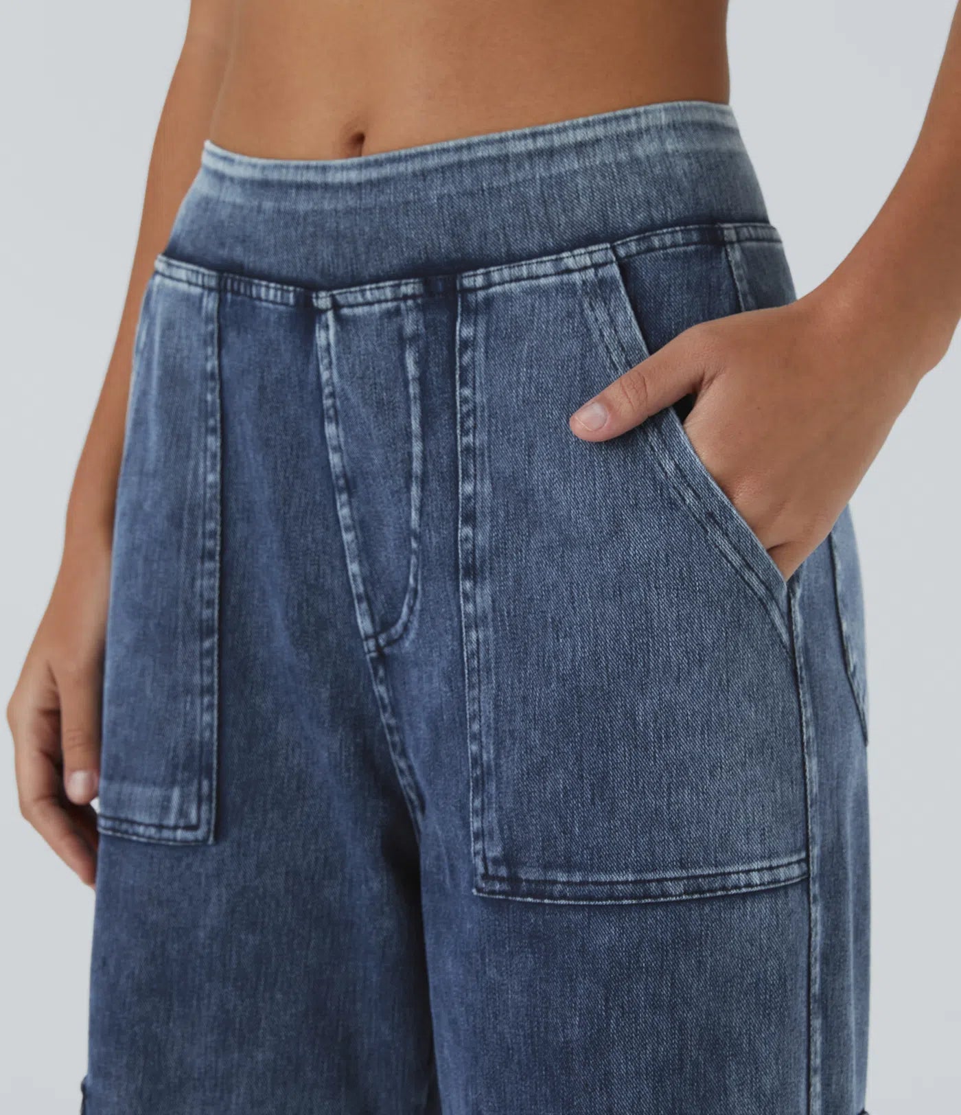 Ella | Elastische cargo broek met hoge taille