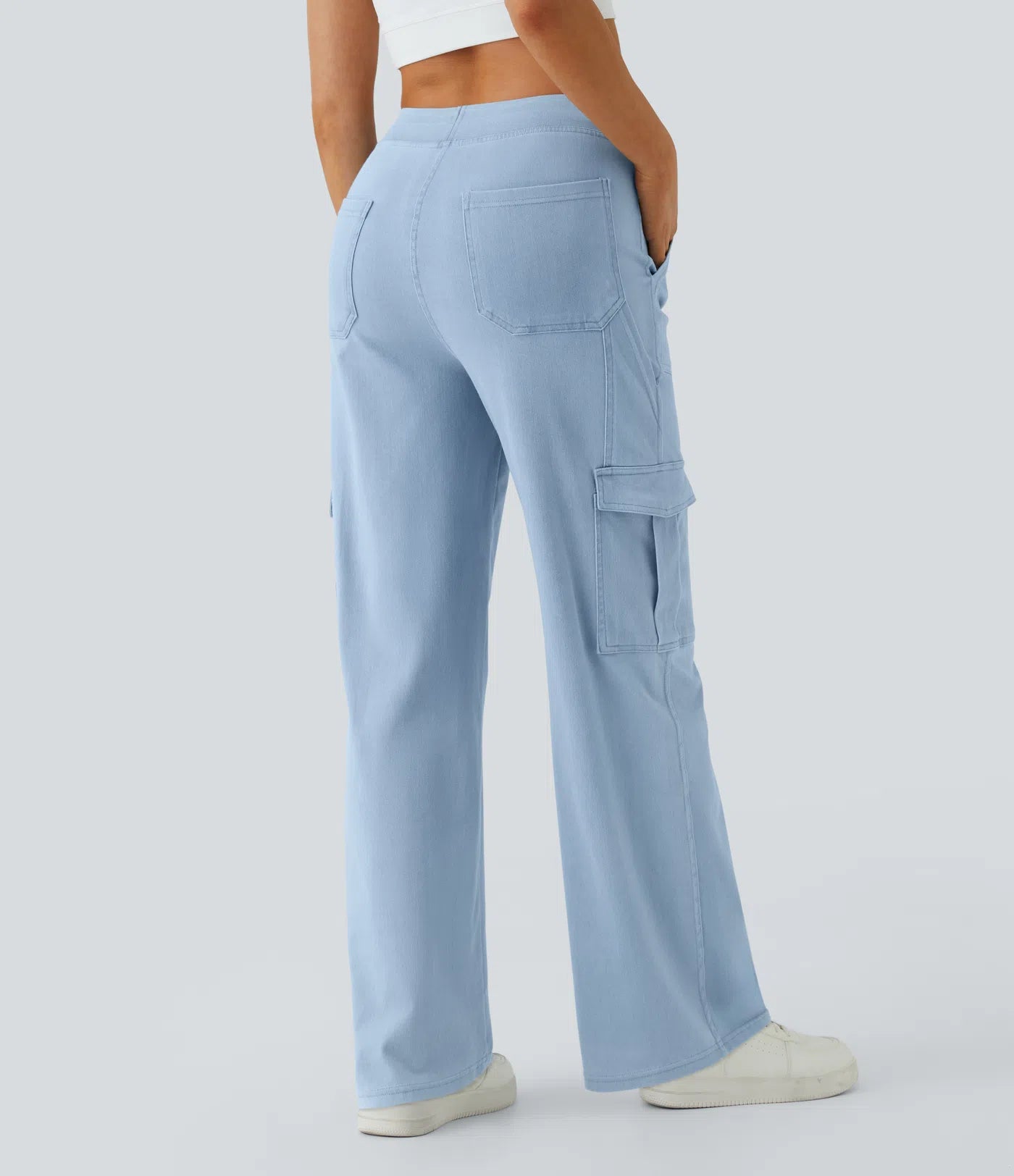 Ella | Elastische cargo broek met hoge taille