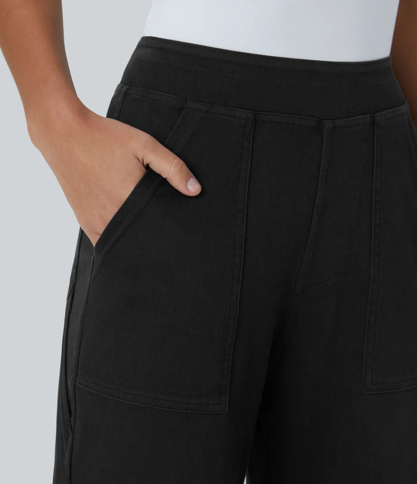 Ella | Elastische cargo broek met hoge taille