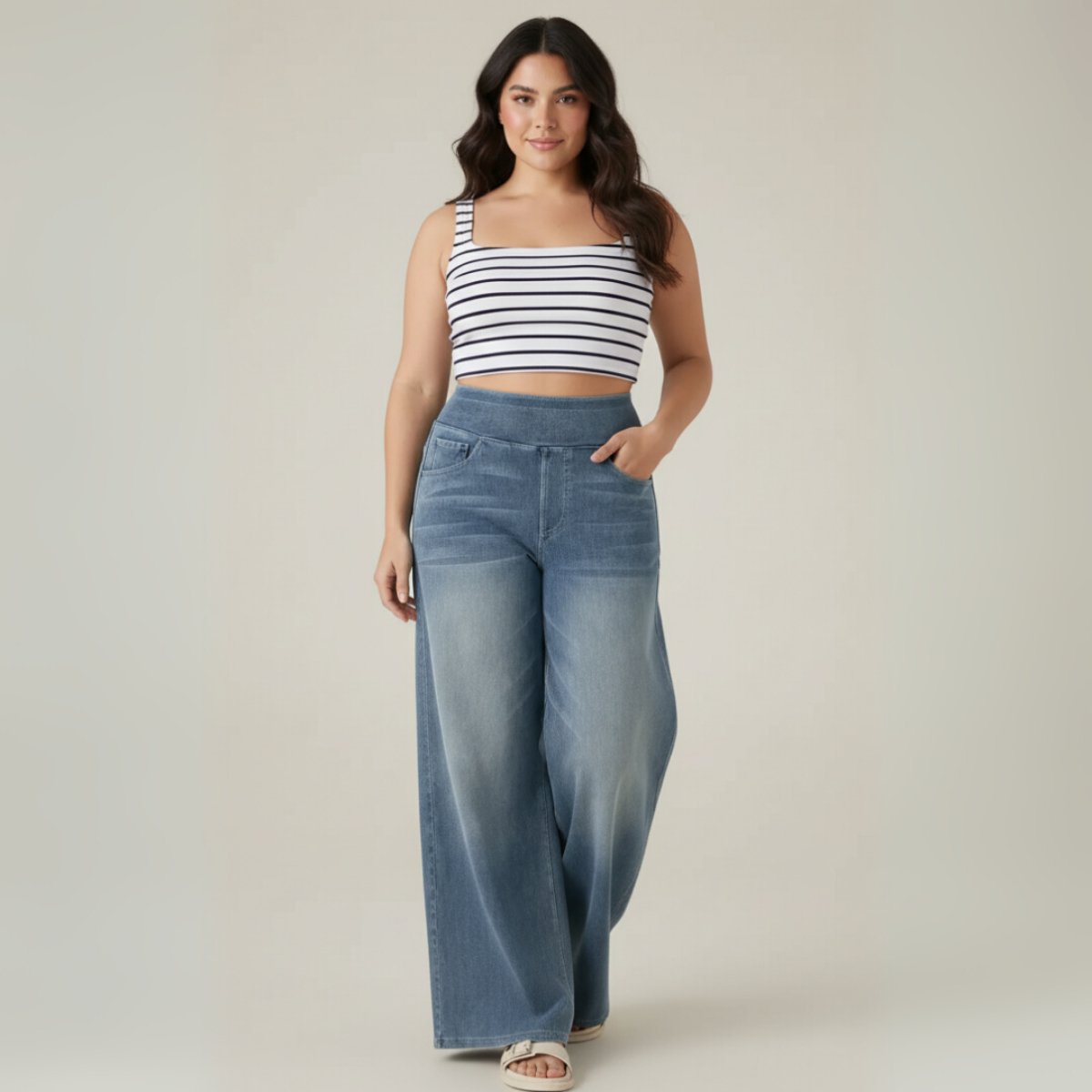Eva | Elastische broek met hoge taille