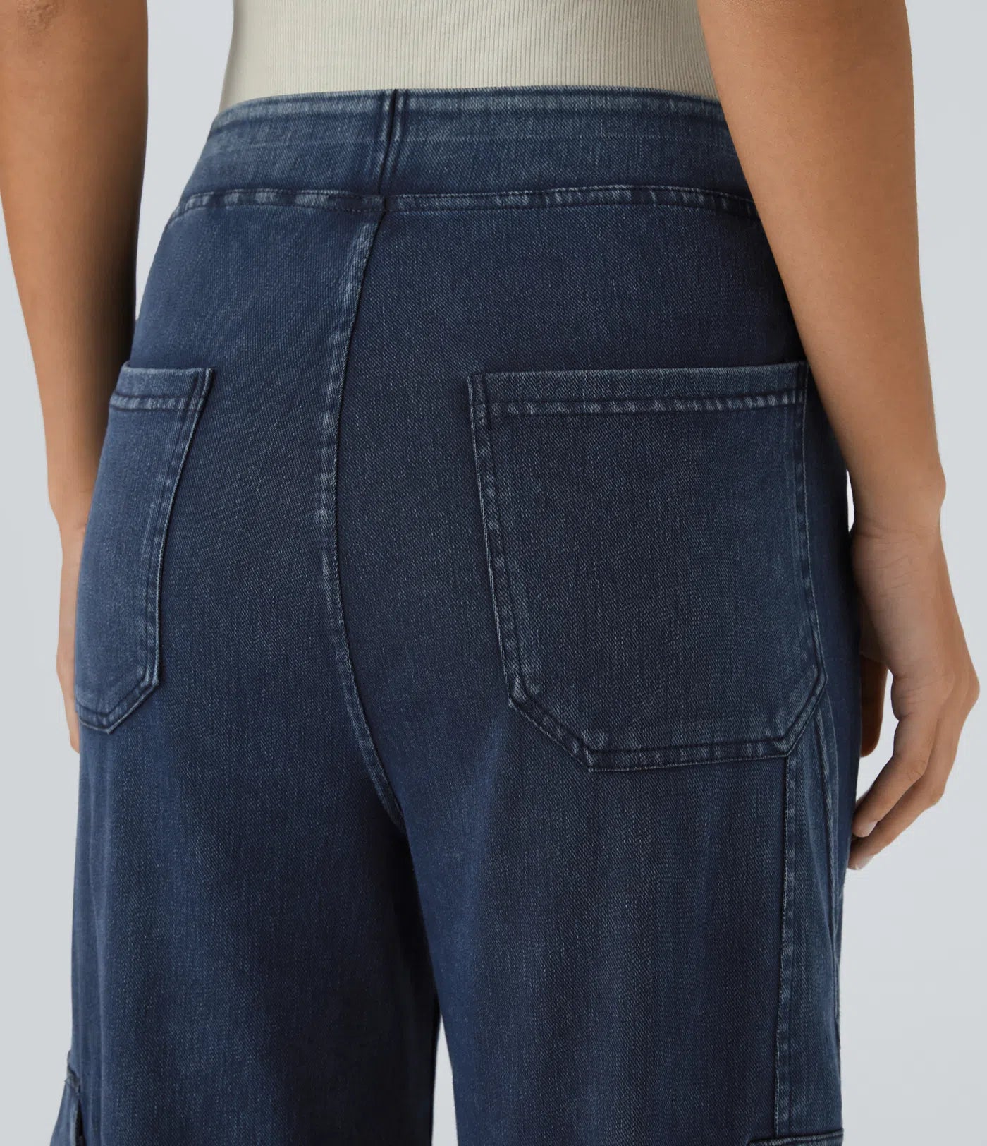 Ella | Elastische cargo broek met hoge taille